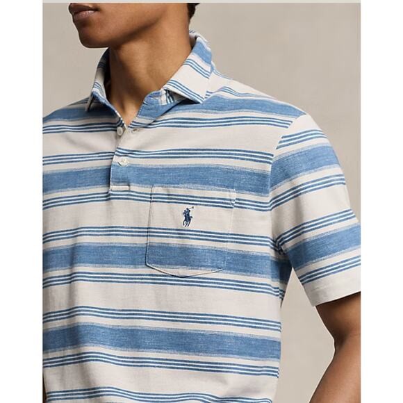 Polo Ralph Lauren Classic Fit Striped Mesh Polo Shirt, Men S, Blue Patina Stripe - Picture 3 of 10